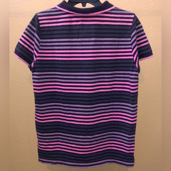 Original Vintage Style Polo Crewneck Sweater Striped Purple Gray Valentine’s Day - Picture 5 of 7